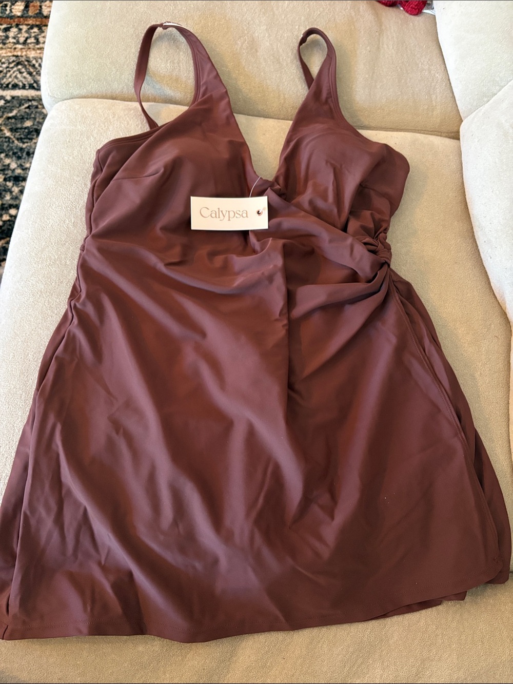 Calypso St. Barth Mauve-Brown One-Piece Swim Dress